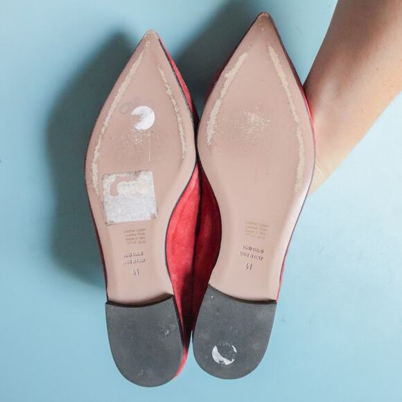 Ramona Italian Suede Leather Red Pointed Toe Loafer Flat Size EU 41 - Picture 4 of 6